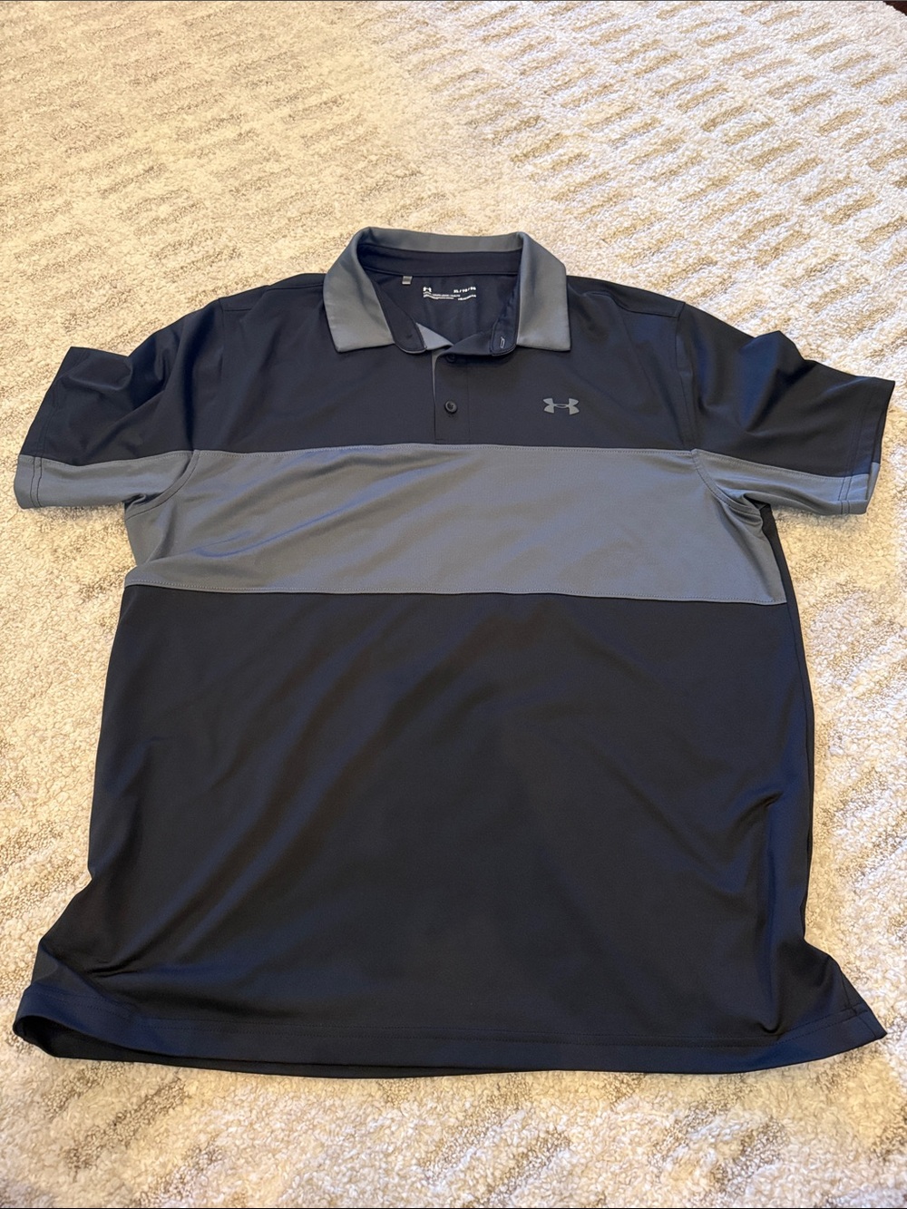 Under Armour Black and Gray Colorblock Polo Size XL